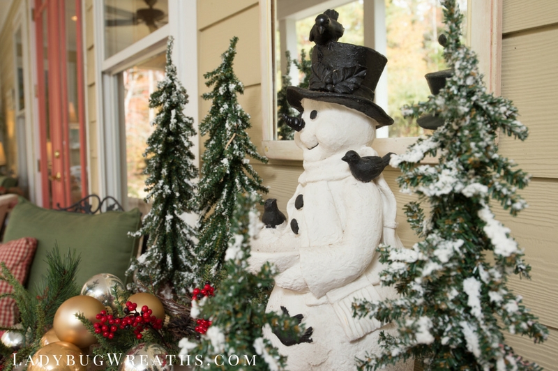 Snowman on Porch